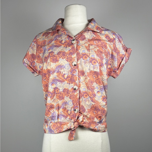 Button Up, Tropical Summer Blouse Short Sleeve - Picture 1 of 5